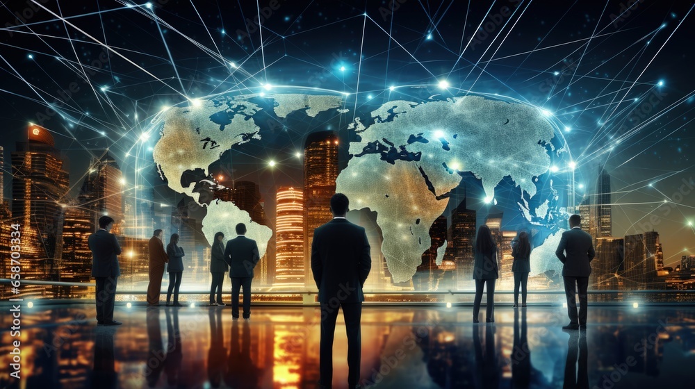 Poster global application of business technology ai communication networks and finance