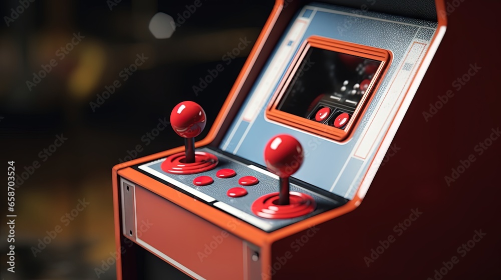 Leinwandbilder Arcade machine with joystick and buttons in 3D rendering picture
