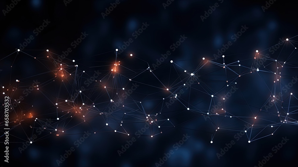 Aufkleber Abstract futuristic illustration with connecting dots and lines on dark background 3D rendering of big data visualization