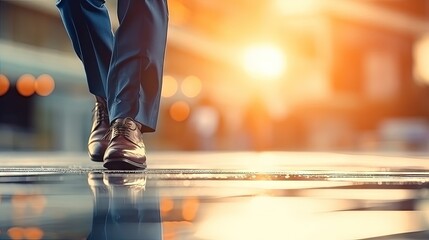 Businessman begins anew ventures towards fresh challenge Cropped side view image