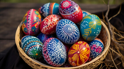 easter eggs in a basket