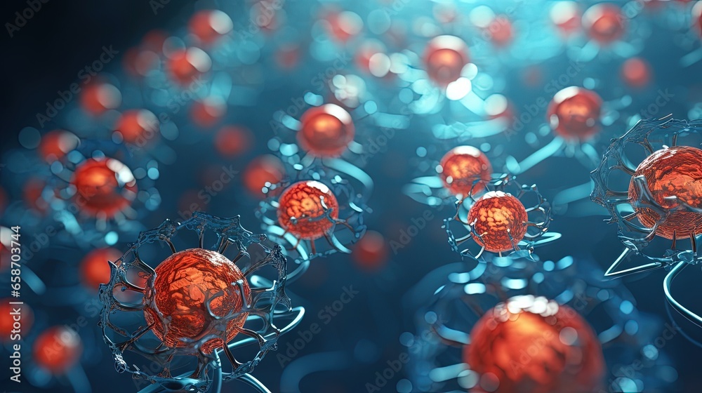 Poster Abstract depiction of cellular structures incorporating geometric elements representing the concept of biotechnology