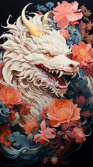 Paper Sculpture of Traditional Gods and Goddesses,Paper Sculpture of a Dragon Amidst Floral Bloom,chinese dragon statue