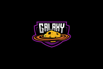 cannabis rock planet in galaxy mascot logo vector design