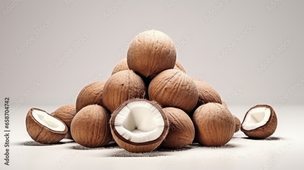 Aufkleber Minimal design with empty space featuring ripe raw tropical coconuts
