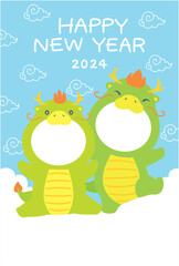 2024 辰年 顔はめフォトフレーム3 はがき