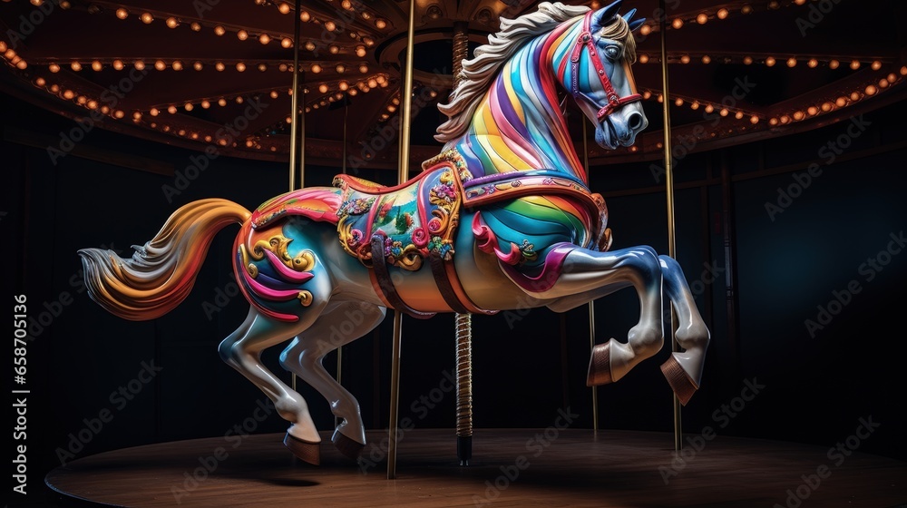 Poster Colorful horse on a Merry Go Round