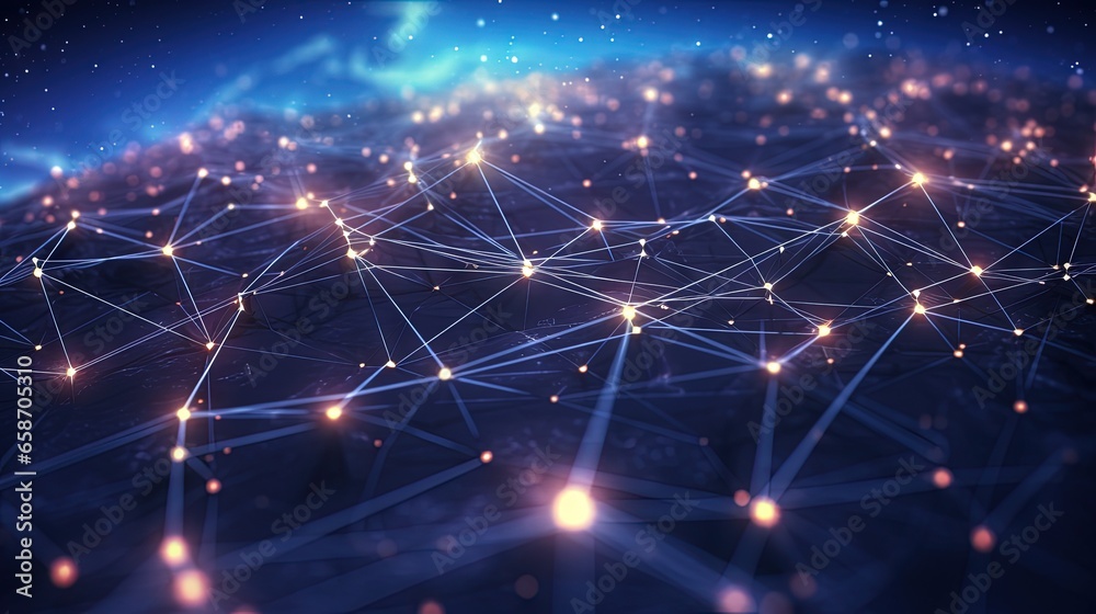 Poster Abstract futuristic global network concept with technology data and cyber security