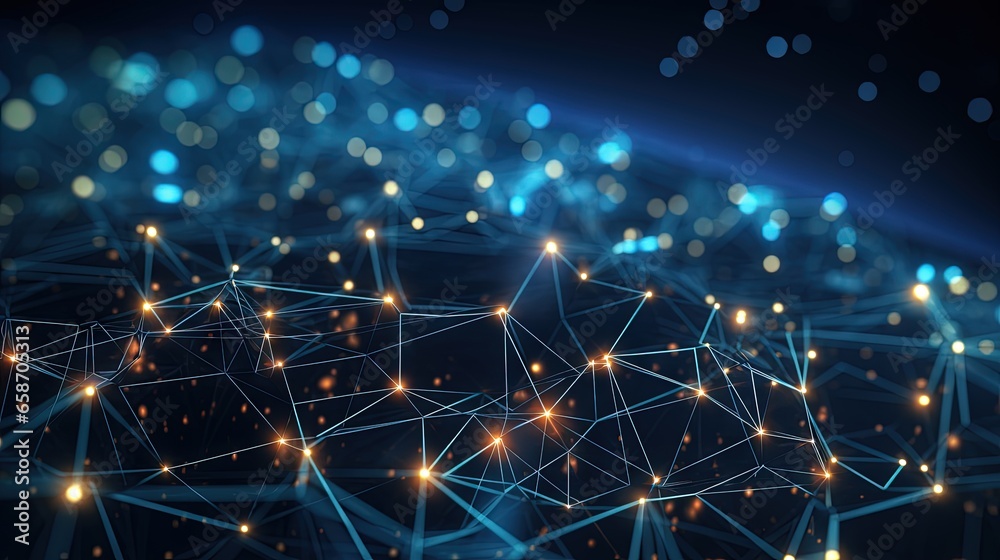 Poster Abstract futuristic global network concept with technology data and cyber security