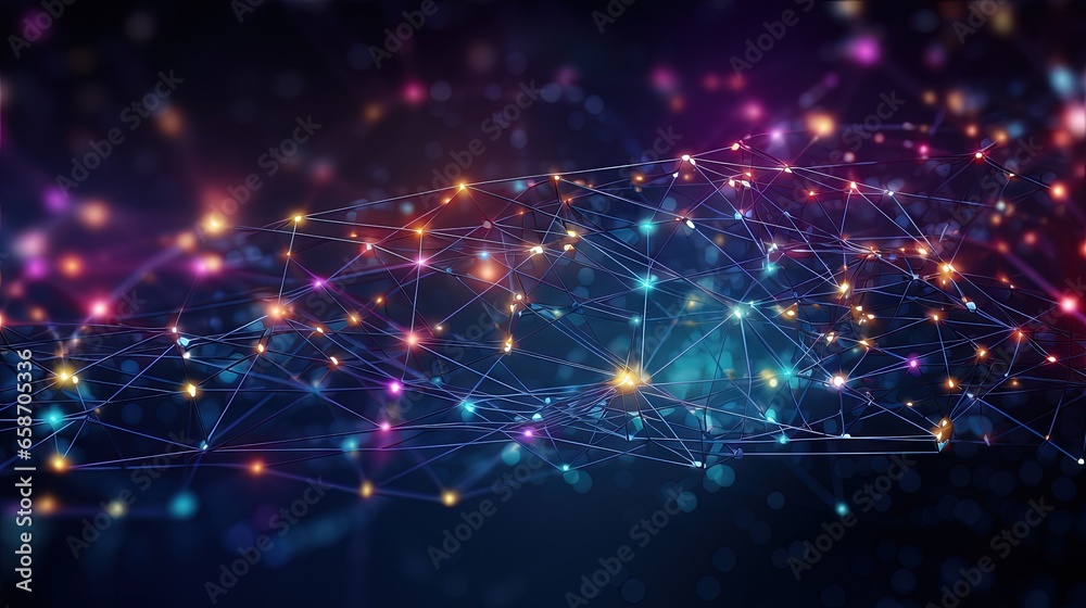Poster 3D rendering of high speed digital technology and network connections in cyberspace