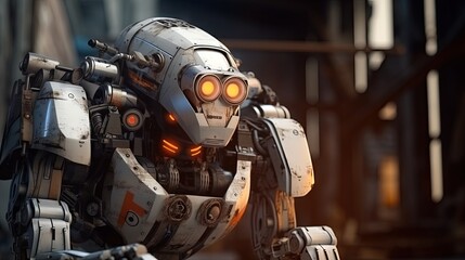 Advanced technology 3D rendering in a future world war with mechanical robots