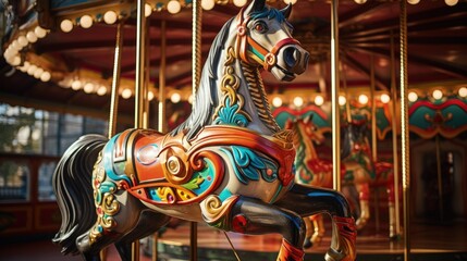 Colorful horse on a Merry Go Round