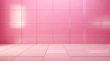 Background of pink ceramic tile on walls and floor - obrazy, fototapety, plakaty