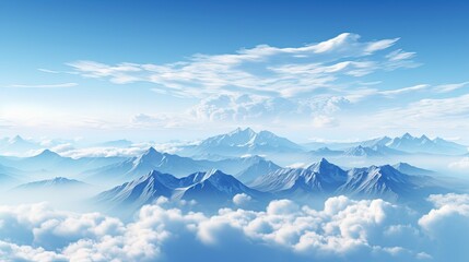 Fototapeta premium Clouds and mountain peaks create a fantastic background above us