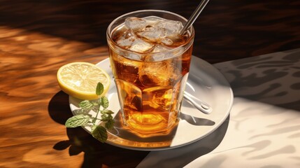 Ice cold mint tea being served - obrazy, fototapety, plakaty