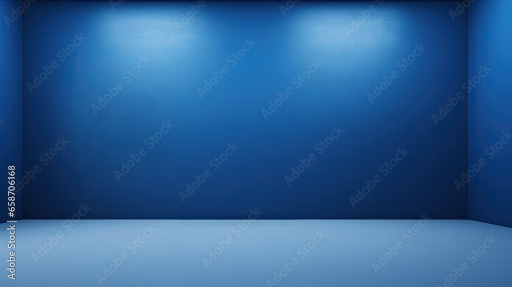 Poster abstract blue paper texture on the walls and floor of an empty photo studio