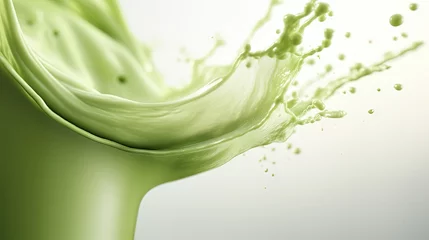 Poster Green tea matcha blended with milk close up of food and drink © vxnaghiyev
