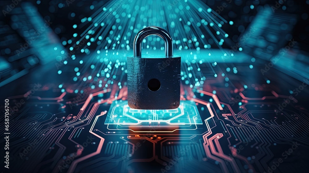 Poster cyber padlock for securing personal data on tablets and the internet