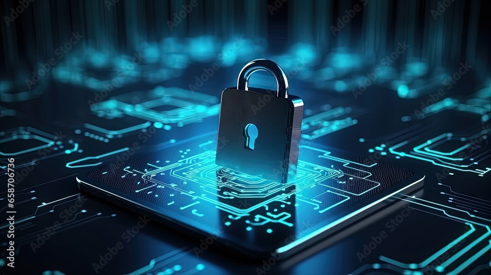 Poster cyber padlock for securing personal data on tablets and the internet