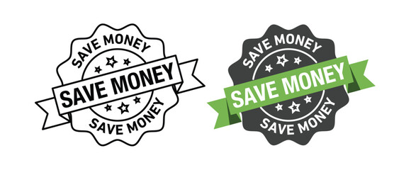 Save money rounded vector symbol set
