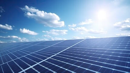 3D rendering of solar panels against a sky backdrop