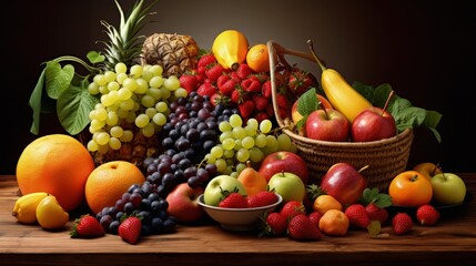 Naklejka na ściany i meble Fresh fruits as organic food promotes health