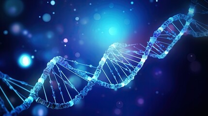 Blue background with modern medical technology concept including DNA treatment capsules