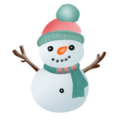 Cute snowman wearing winter costume, This elements for Christmas seasonal. Vector illustration drawing.