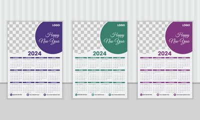 2024 Wall Calendar Design, Wall Calendar Design Template 2024, Simple, Clean, Wall Calendar 2024, 2024 One Page Wall calendar Design Template