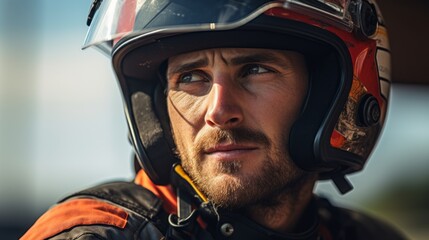 handsome man in motorcycle helmet