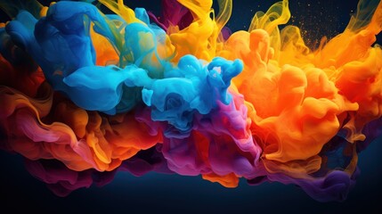 Fototapeta premium Swirling colors interact in a fluid dance on a canvas, showcasing vibrant hues and dynamic patterns that capture the chaos and beauty of abstract art.