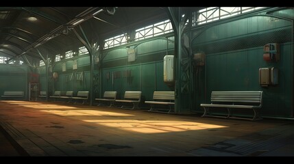 Fototapeta premium Interior of a factory. AI generated art illustration.