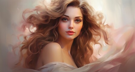 A stunning portrait of a woman with flowing long hair
