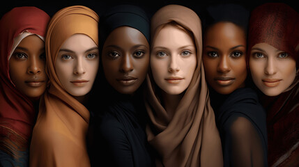 Obraz premium Celebrating Differences, Women of Varied Ethnic Backgrounds 