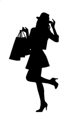 Silhouettes of people shopping