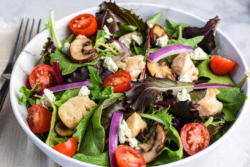 spring mix salad  top with mushroom and chicken