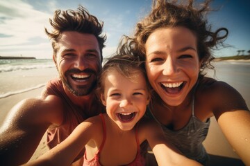 Obraz premium A family enjoying a day at the beach