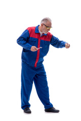 Old foreman isolated on white