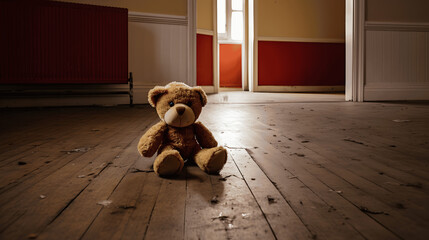 Abandoned Comfort, A Teddy Bear in an Empty Home

