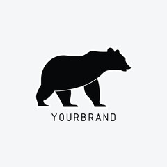 bear body logo icon in black silhouette minimalist concept design vector business branding
