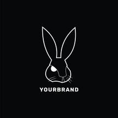 modern rabbit logo icon in black and white minimalist concept design vector business branding