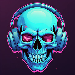skull with headphones on the background