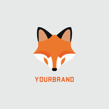 minimalist fox logo icon in color concept design vector business branding