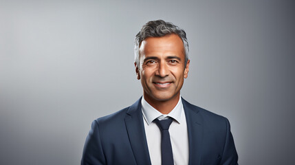 Happy mid aged older business man executive standing on isolated, Smiling 50 year old mature confident professional manager, confident businessman investor looking at camera headshot close up portrait - Powered by Adobe
