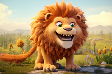 Obraz na płótnie Canvas cute cartoon lion monster