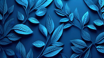 Blue leaves on a blue background.