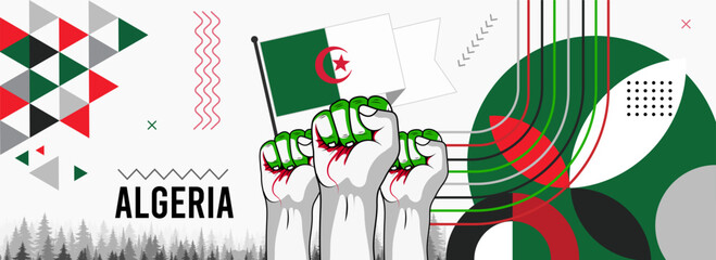 Algeria national or independence day banner Abstract celebration geometric decoration design graphic art web background, flag vector illustration