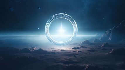 futuristic background with a circle in the center - obrazy, fototapety, plakaty