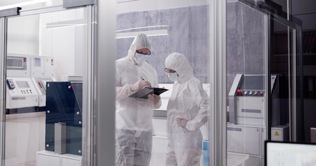 Factory Clean Room Laboratory. Industrial Engineer