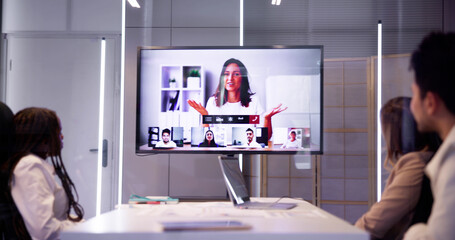 Virtual Remote Video Conference Call - obrazy, fototapety, plakaty